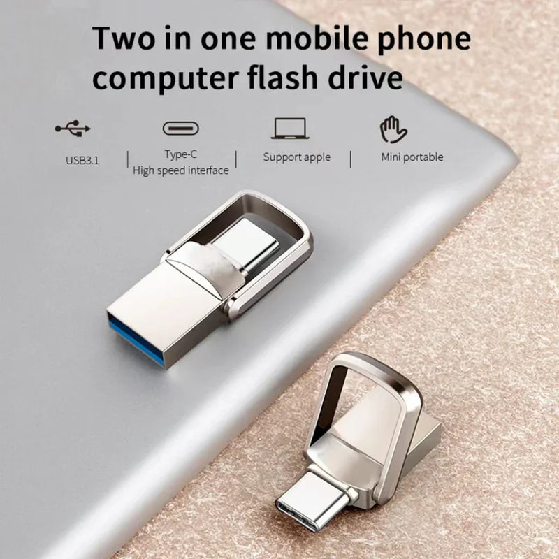 MEMORIA DE 2TB (FISICO Y VIRTUAL) TIPO C Y USB PARA MOVIL Y PC CON CLAVE