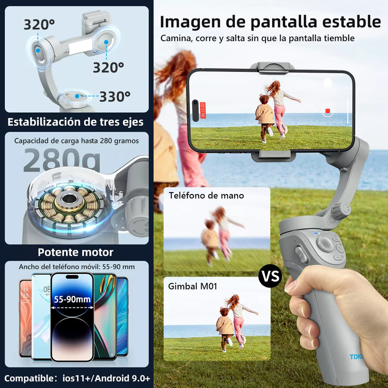 Estabilizador Movil Gimbal® + Cable de carga 3 en 1 de Regalo
