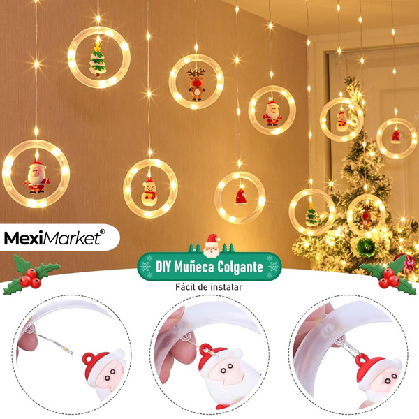 💡CORTINA LED CON PERSONAJES NAVIDEÑOS 🎄 3.5M